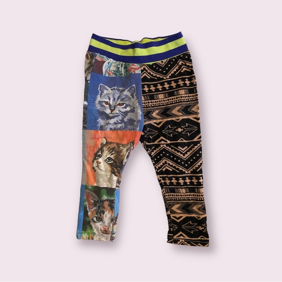 Baby Leggings 3-6 mo Cat Print Kitten Aztec Geometric Pattern Handmade Pants - Picture 1 of 1